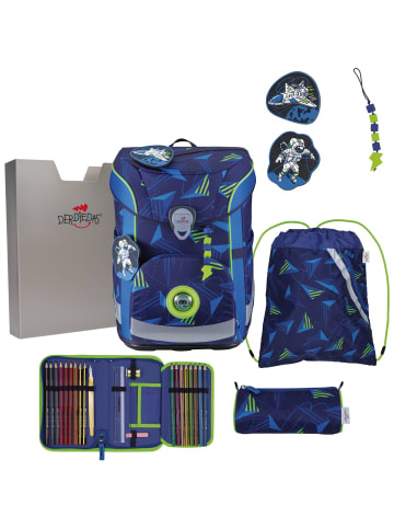DerDieDas derdiedas Schulranzen Set 5-tlg. ErgoFlex Easy LED Moon Mission in blau