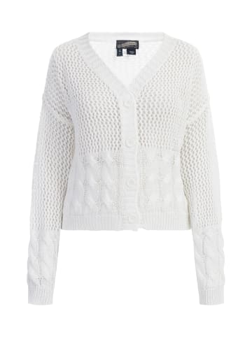 DreiMaster Vintage Damen Weitmaschige Strickjacke in Wollweiss