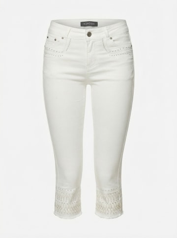 KOROSHI Bestickte, kurze Piratenhosen in weiß