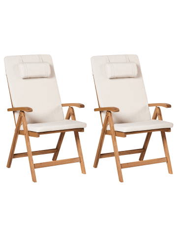 Beliani 2er-Set Gartenstuhl JAVA PREMIUM in Braun/Beige