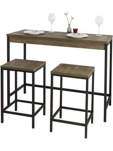 SoBuy Bartisch in Natur und Schwarz - Tisch(B)121 x (H)97 x (T)46cm/Hocker(B)38 x (H)66 x (T)32cm