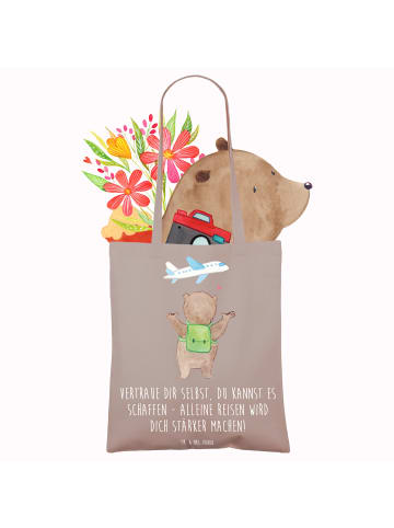 Mr. & Mrs. Panda Festivaltasche Alleine Reisen unternehmen mit S... in Braun Pastell