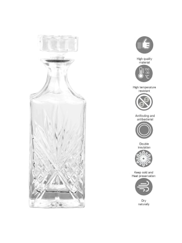 Intirilife Whiskey Karaffe - Decanter für Rum, Vodka, Scotch uvm. in 800ml in Klar