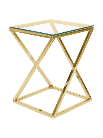 Beliani Beistelltisch BEVERLY in Gold/Transparent - (W) 40 x (H) 55 x (L) 40 cm