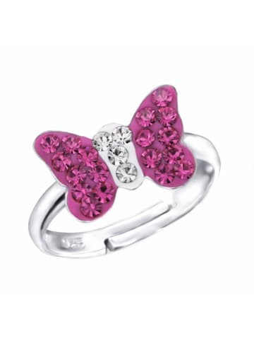 schmuck23 Ring 925 Silber Schmetterling in Pink