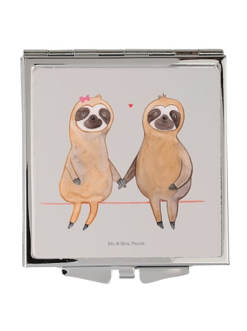 Mr. & Mrs. Panda Handtaschenspiegel quadratisch Faultier Pärchen... in Grau Pastell