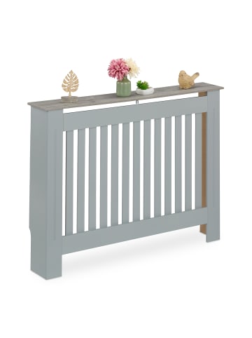 relaxdays Heizkörperverkleidung in Grau - (B)112 x (H)83 x (T)19 cm