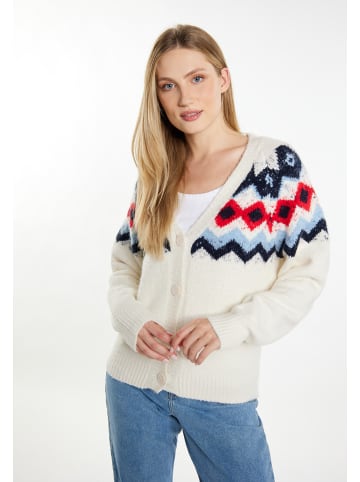 DreiMaster Damen Strickjacke in Wollweiss Mehrfarbig