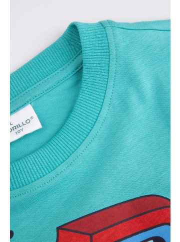 Coccodrillo Baumwoll-T-Shirt mit kurzen Ärmeln in türkis