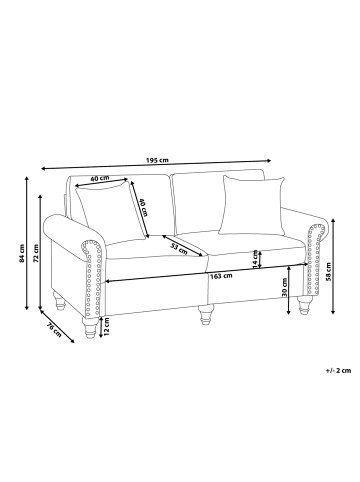 Beliani 3-Sitzer Sofa GINNERUP in Beige/Braun - (W) 195 x (H) 84 x (L) 76 cm