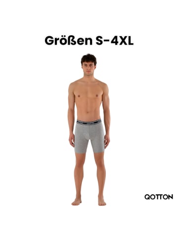 Qotton Boxershorts 3er Pack Lange Boxershorts in Grau