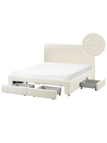 Beliani Doppelbett SOUTRIN in Weiß/Braun - (W) 171 x (H) 106 x (L) 218 cm