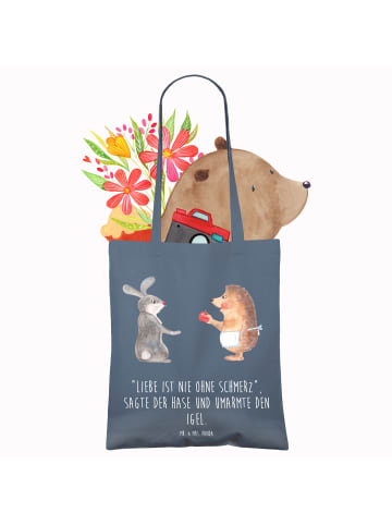 Mr. & Mrs. Panda Strandtasche Hase Igel mit Spruch in Indigo Blue