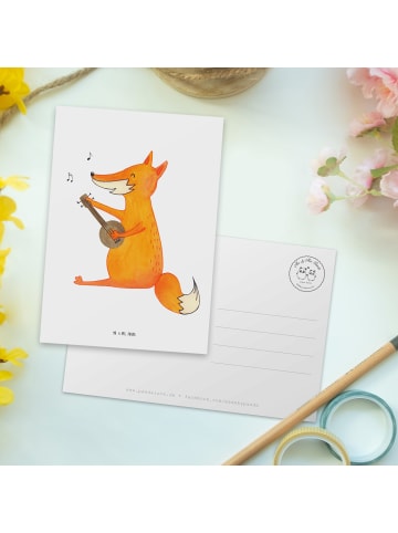 Mr. & Mrs. Panda Grußkarte Fuchs Gitarre ohne Spruch in Weiß