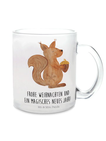 Mr. & Mrs. Panda Teetasse Eichhörnchen Weihnachtszeit mit Spruch in Transparent