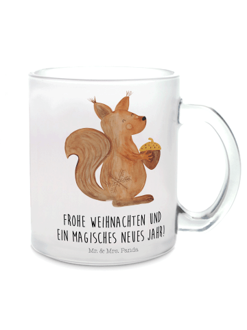 Mr. & Mrs. Panda Trinkglas Eichhörnchen Weihnachtszeit mit Spruch in Transparent