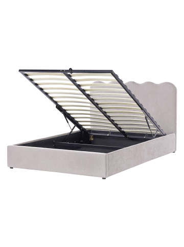 Beliani Doppelbett NANTERRE in Beige/Grau - (W) 147 x (H) 104 x (L) 215 cm