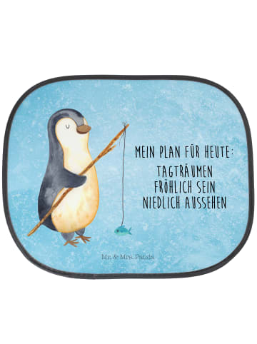 Mr. & Mrs. Panda Auto Sonnenschutz Pinguin Angler mit Spruch in Eisblau