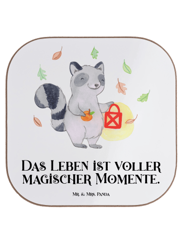 Mr. & Mrs. Panda Untersetzer Waschbär Laterne mit Spruch in Weiß