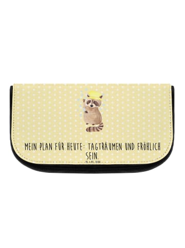 Mr. & Mrs. Panda kosmetiktäschchen Waschbär mit Spruch in Gelb Pastell