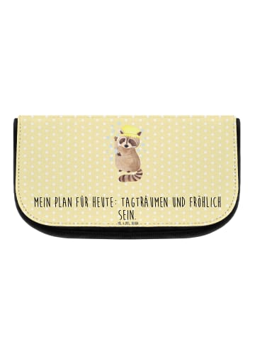 Mr. & Mrs. Panda Kosmetiktasche Waschbär mit Spruch in Gelb Pastell