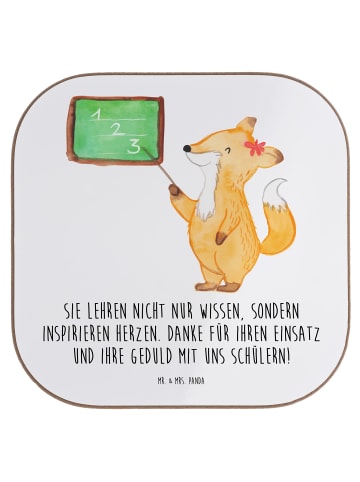 Mr. & Mrs. Panda Untersetzer Danke Lehrer mit Spruch in Weiß