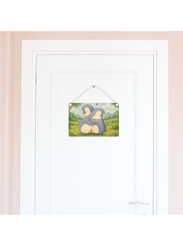 Mr. & Mrs. Panda Dekoschild Pinguine Kuscheln Design ohne Spruch in Weiß