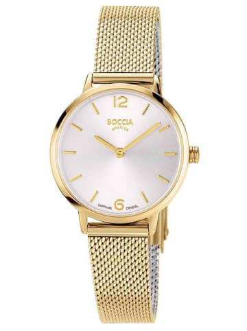 Boccia Damenuhr mit Milanaiseband Goldfarben