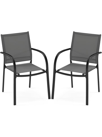 COSTWAY Gartenstühle stapelbar 2er Set in Grau