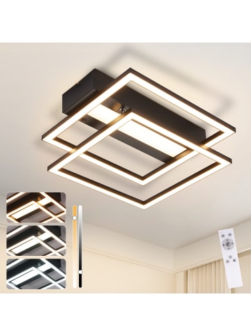 ZMH Deckenleuchte LED in schwarz 2-flammige eckig dimmbar Moderne Wohnzimmerlampe