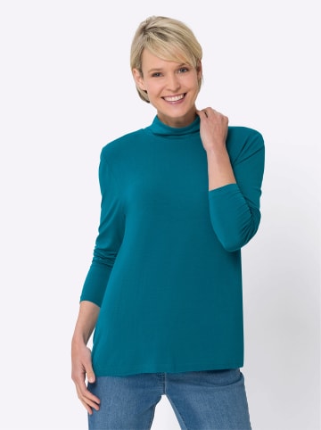 Sieh an! Stehkragenshirt in aquapetrol