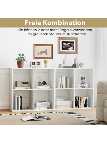 COSTWAY Bücherregal mit 4 Fächern in Weiß