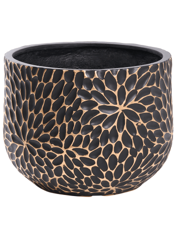 Beliani Outdoor Blumentopf VENTINA in Schwarz/Gold - (W) 54 x (H) 40 x (L) 54 cm