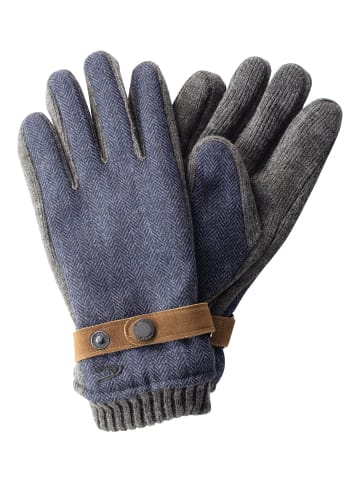 Camel Active Handschuhe mit Lederriemen in Wolloptik in Blau