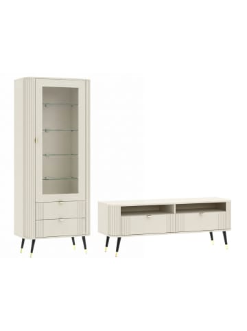 Feldmann-Wohnen Wohnzimmer-Set Onyx 2-teilig Kaschmir 216,6 / 60 / 192,4cm