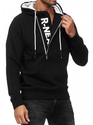 Rusty Neal Streetwear Kapuzen-Sweatshirt mit 1/2 Zipper in Schwarz