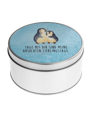 Mr. & Mrs. Panda Keksdose Pinguin umarmen mit Spruch in Eisblau