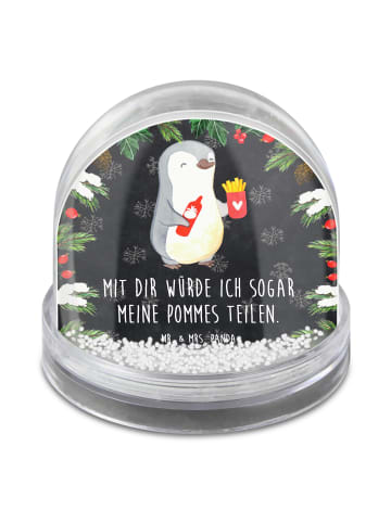 Mr. & Mrs. Panda Schneekugel Pinguin Pommes mit Spruch in Kreidetafel