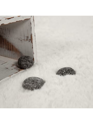 KADIMA DESIGN Hochflor Teppich Unifarben schmutzabweisend in Creme