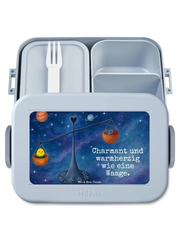 Mr. & Mrs. Panda Bento Box Sternzeichen Waage Design mit Spruch in Blau Pastell