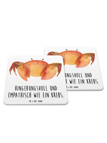 Mr. & Mrs. Panda Untersetzer Sternzeichen Krebs mit Spruch in Weiß