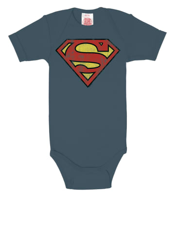 Logoshirt Baby-Body DC - SUPERMAN - Logo in blau-grau