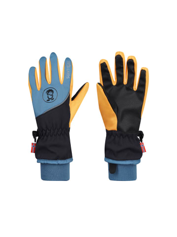 Trollkids Handschuhe "Trolltunga" in Schwarz/Stahlblau/Mango