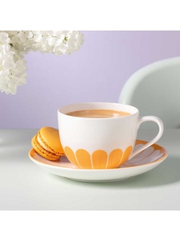 Villeroy & Boch 6er Set Kaffeetassen mit Untertassen Fleur Couleur in 160 ml in Soleil