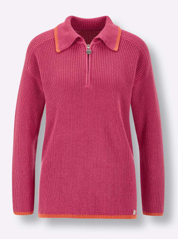 creation L Lyocell-Baumwoll-Pullover in fuchsia
