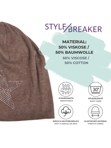 styleBREAKER Beanie Mütze in Taupe-Braun