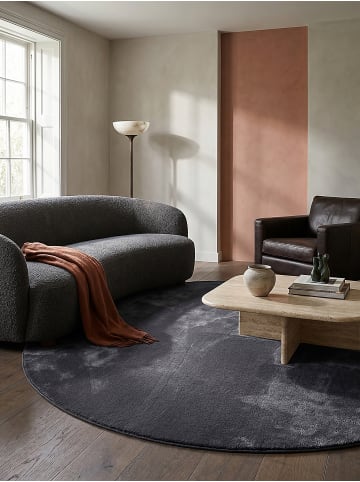 KADIMA DESIGN Rundteppich Uni Antirutsch pflegeleicht Wohnzimmer Schlafzimmer in Anthrazit