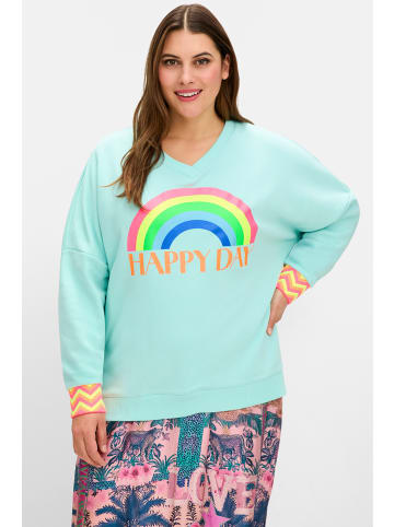 sheego Sweatshirt in hellblau bedruckt
