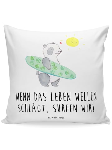 Mr. & Mrs. Panda Sofa Kissen Sommer Wellen Surf mit Spruch in Weiß