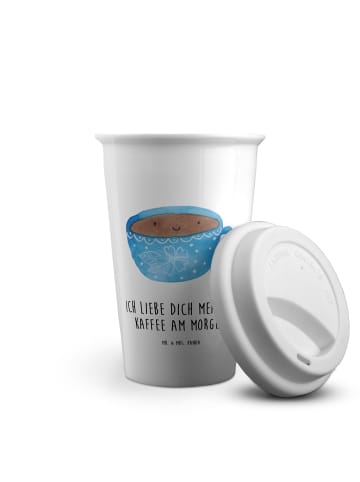 Mr. & Mrs. Panda Thermobecher Kaffee Tasse mit Spruch in Weiß